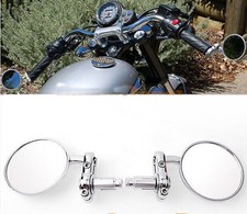 UNIVERSAL ROUND CHROME MOTORCYCLE 7/8" HANDLE BAR END REARVIEW SIDE MIRRORS
