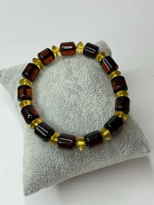 Natural Baltic Amber Bracelet.Multicolor Amber Stone Bracelet.Barrel Amber. - Image 1 of 4