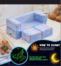 Kids Couch Fold Out Bed Glow In Dark, Washable, Vac Sealed Modular Furniture New