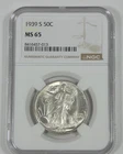 1939-S Walking Liberty Half Dollar CERTIFIED NGC MS 65 Silver 50c