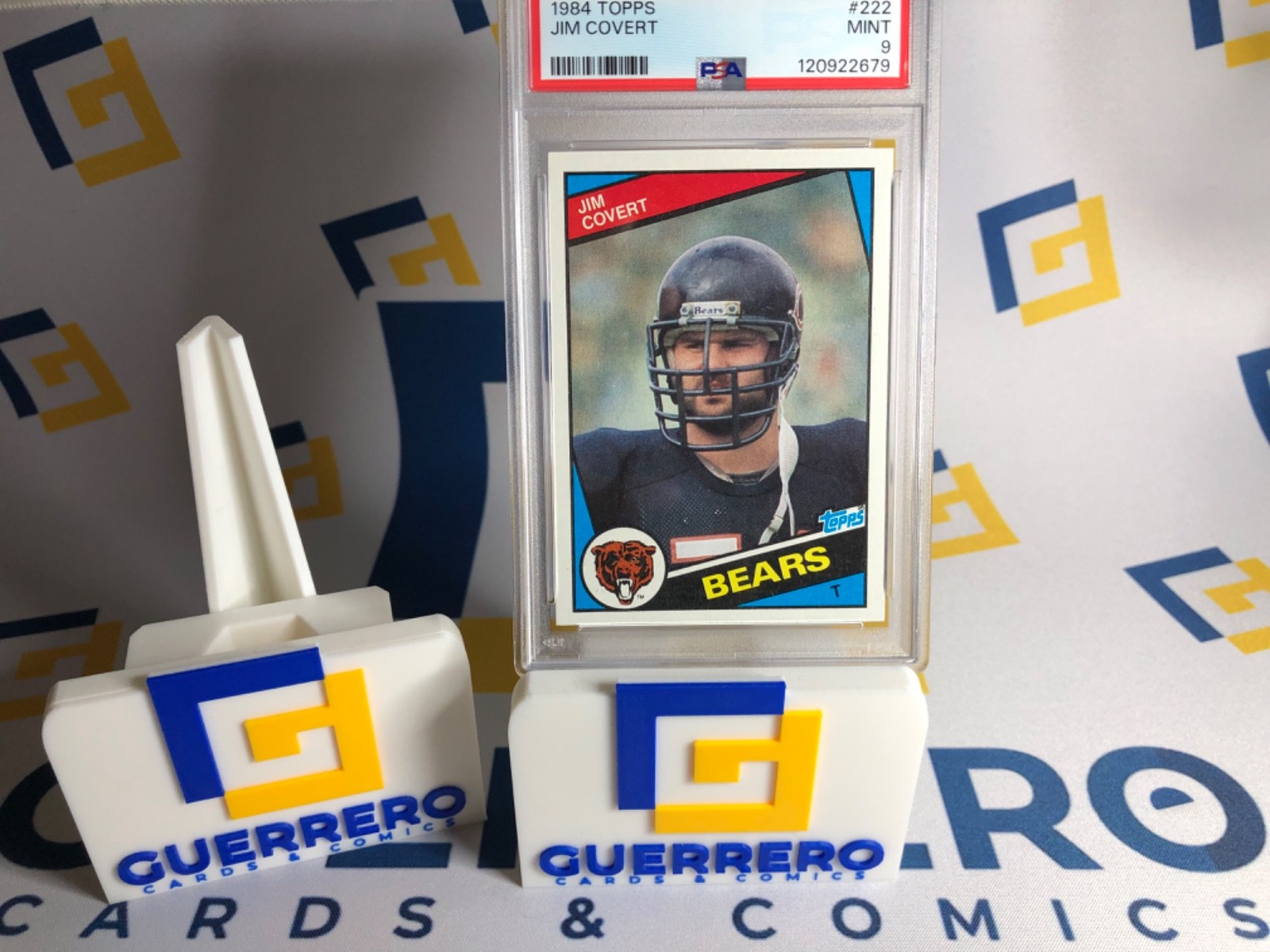 🏈🐻1984 TOPPS-#222 ROOKIE JIM COVERT CHICAGO BEARS HOF-PSA 9 MINT🐻🏈