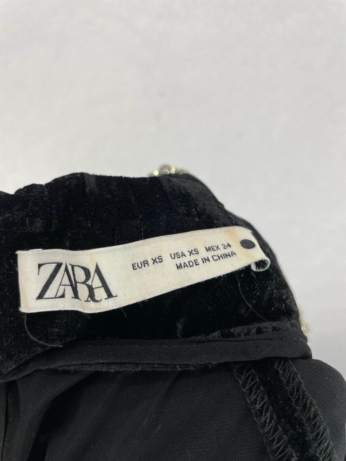 ZARA Velvet Rhinestone Collar Dress Women’s XS Black Long Sleeve Mini Party thumbnail 6