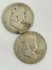 Lot of 2 Franklin Silver Half Dollar 90% Silver Denver Mint 1954-D 1962-D