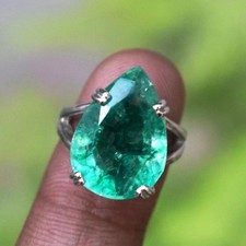 10 Carat Natural Green Emerald Ring Solid 925...