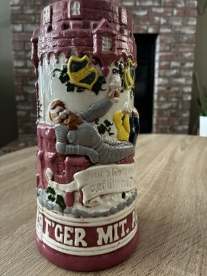 Vintage Original King German Beer Stein #1000 In Durst'Ger Mit All Sorgen