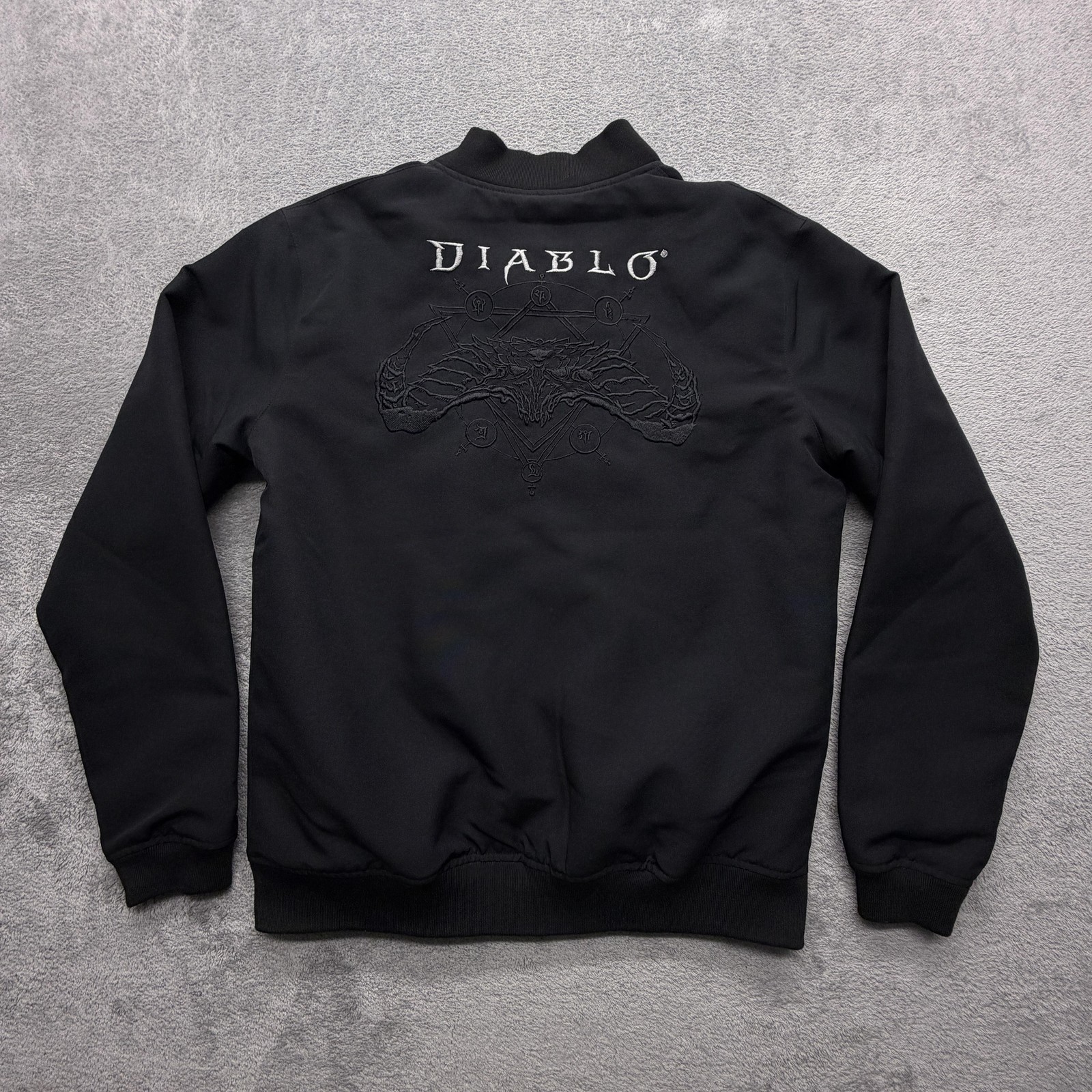 Blizzard Entertainment Diablo IV Jacket Mens Medium Black Bomber Zip Embroidered