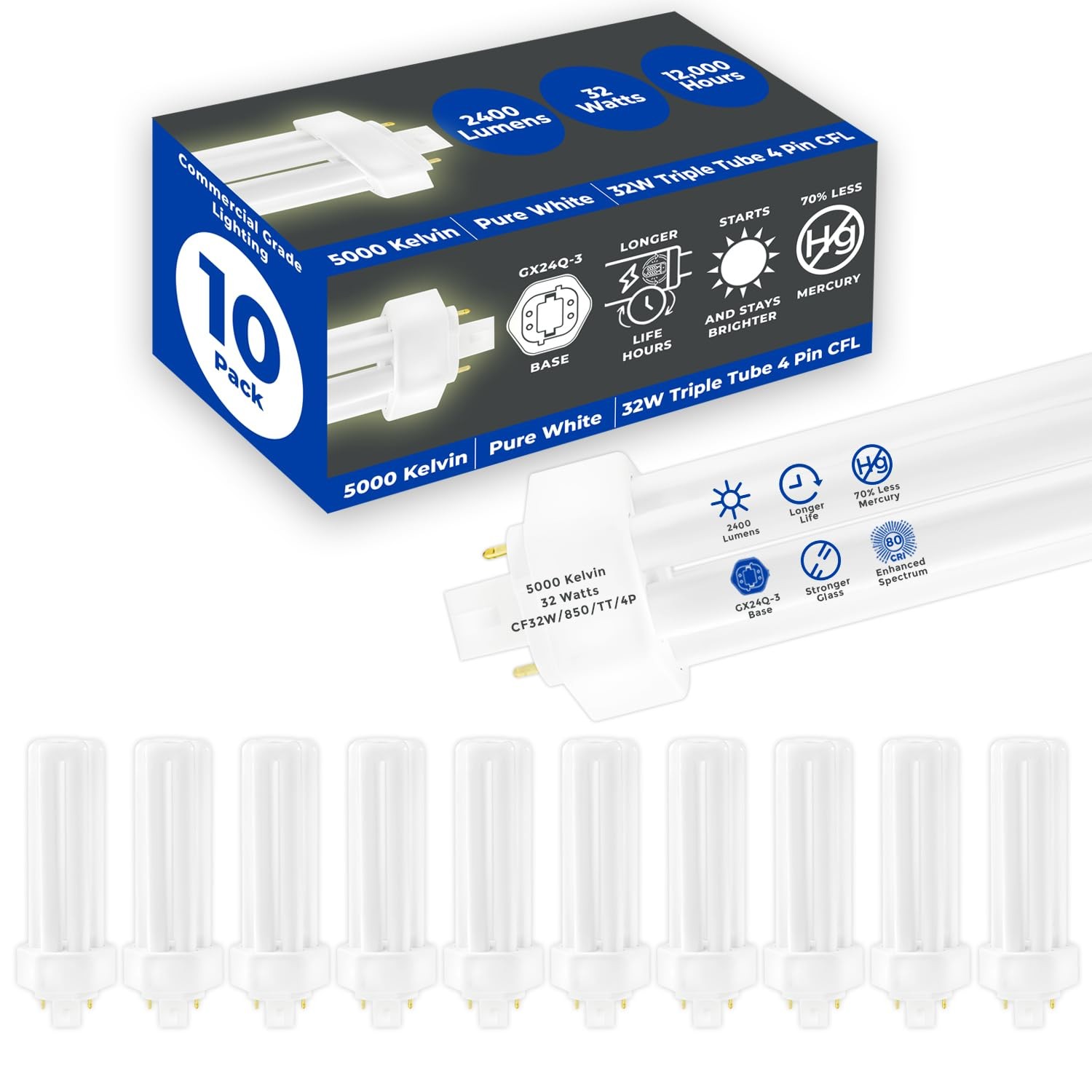 4 Pin Gx24q-3 Base 5000k Daylight 32w High Output 240...