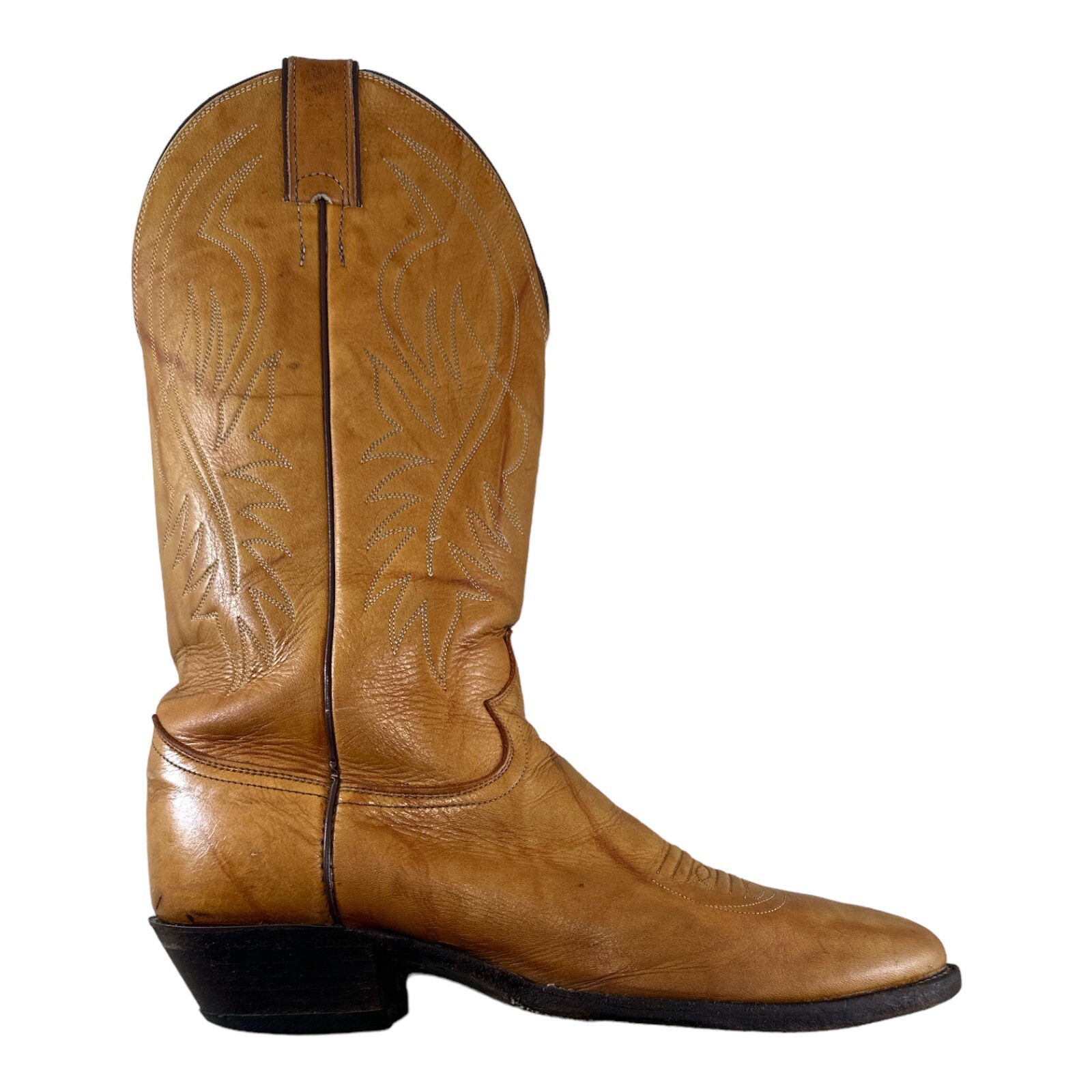 Justin Boots USA 1632 Men’s Tan Leather Western Cowboy Work Riding