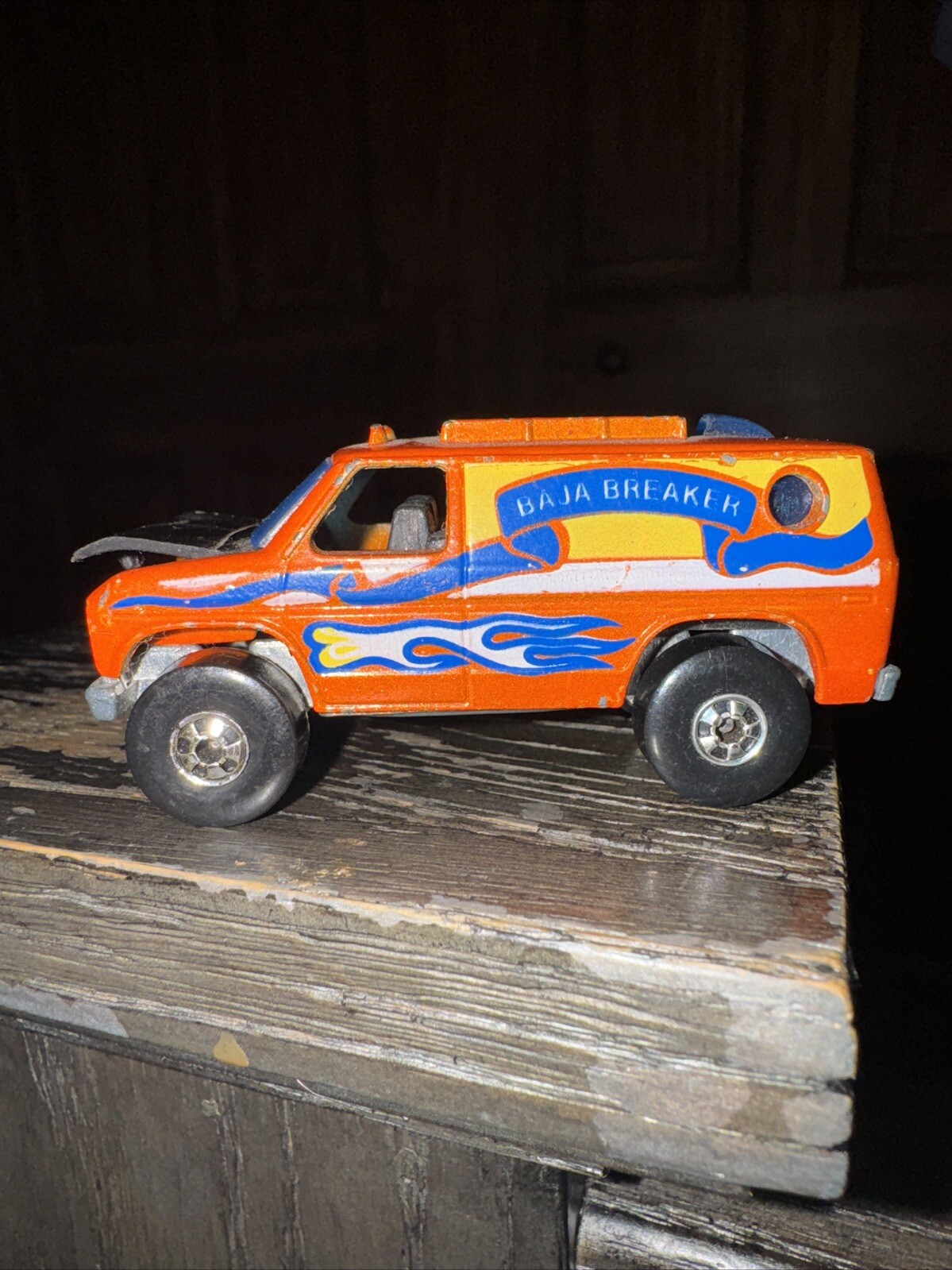 Vintage 1977 Hot Wheels Baja Breaker Van 1/64 Orange Opening Hood Hong Kong thumbnail 8