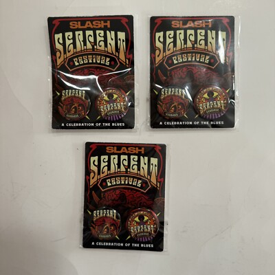 Slash S.e.r.p.e.n.t. Festival Pin Buttons A Celebration Of The Blues 3 Pack New 