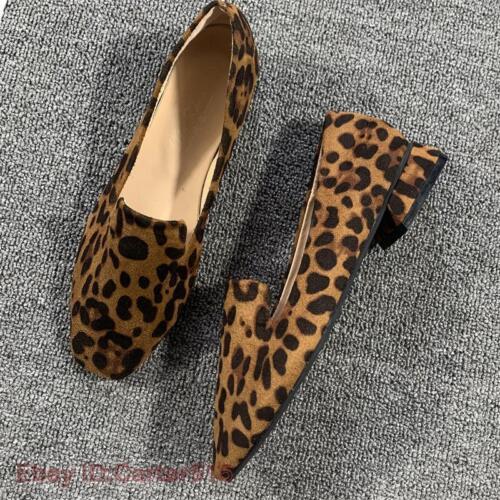 Women's Square Toe Leopard Print Shoes Block Heels Ankle Slip-on Retro Sexy Pump - Picture 1 of 19