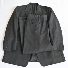 Hart Schaffner Marx Gold Trumpeter 48L 42x29 Gray Glenn Check Wool Mens Suit