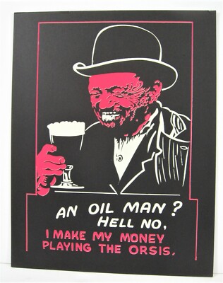 Vintage Oil Man Hell No / Country Store Cardboard 11x14 Window Sign Old Stock