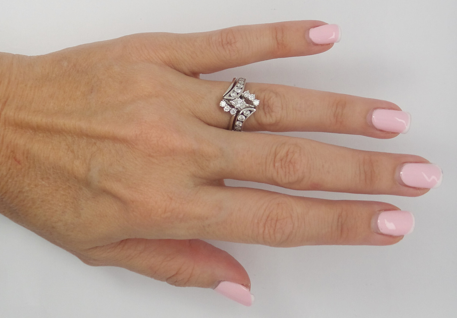 1CT Natural Marquise Diamond Engagement Wedding Ring Bridal Set 14K White Gold