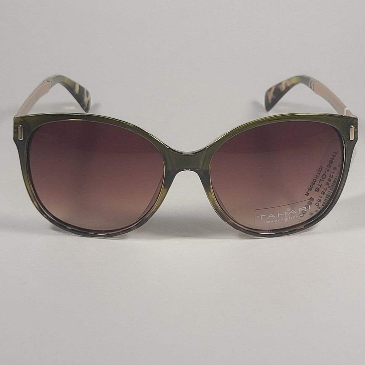 Tahari Cat Eye Sunglasses Olive Tortoise Gold Frame Brown  display picture 2