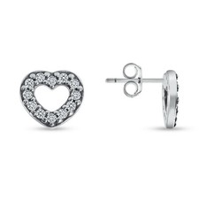 925 Sterling Silver Heart CZ Stud Earring Nickel Free Anti Tarnish