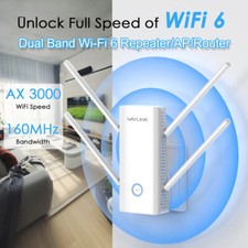 Full Gigabit Wireless WiFi Repeater AX3000 Dual Band Wi-Fi 6 Repeater/AP