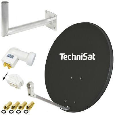 SAT Anlage TechniSat 80cm Schüssel + LogiSat Quad LNB Wandhalter 55cm Hdtv Hd 8323 2409