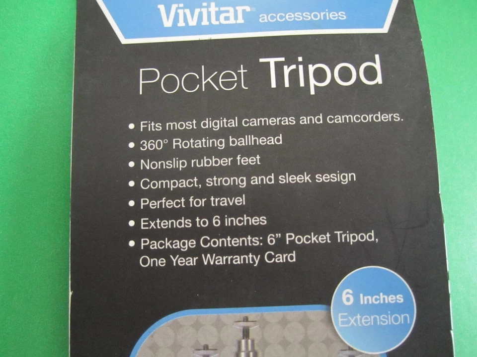 Vivitar VT-6 Tripod Red Pocket Tripod W 6” Extension Fits Most Cameras - NEW - Image 3 of 4