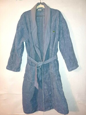 Lacoste blue bathrobe alligator embroidered with belt one size unisex Blue plush