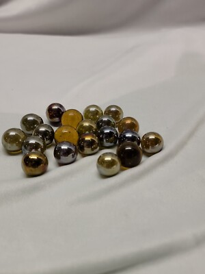 ~Vtg Clear amber mixed Colors Glass Marble lot of 20