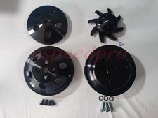 Sbc Small Block Chevy 350 23 Groove Black Aluminum Long Water Pump Pulley Kit