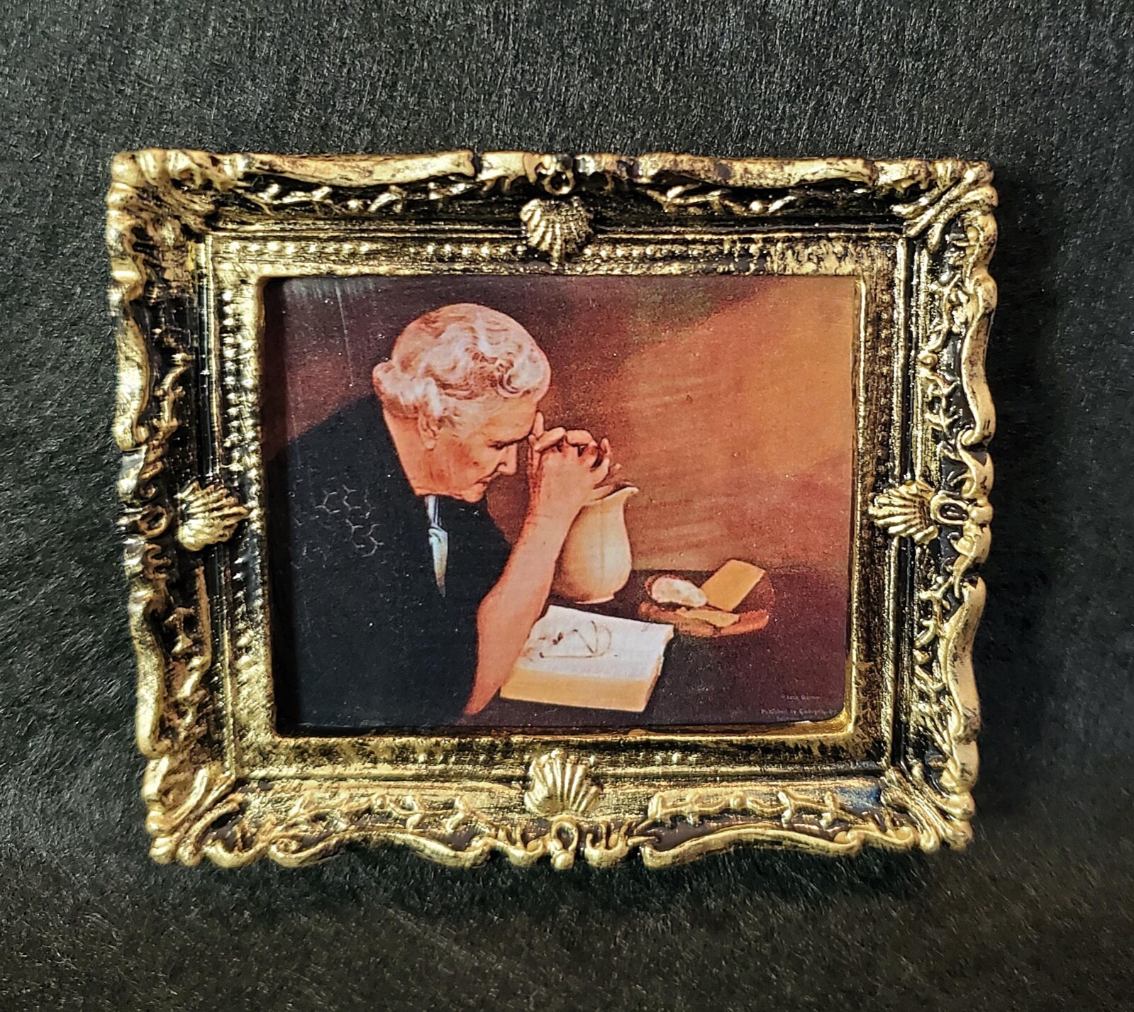 DOLLHOUSE MINIATURE FRAMED Repro PRINT GRATITUDE "PAINTING" by Jack