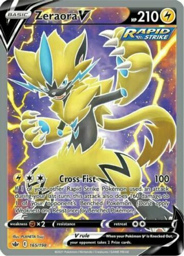 Zeraora V 165/198 Rapid Strike S&S Chilling Reign ULTRA RARE PER
