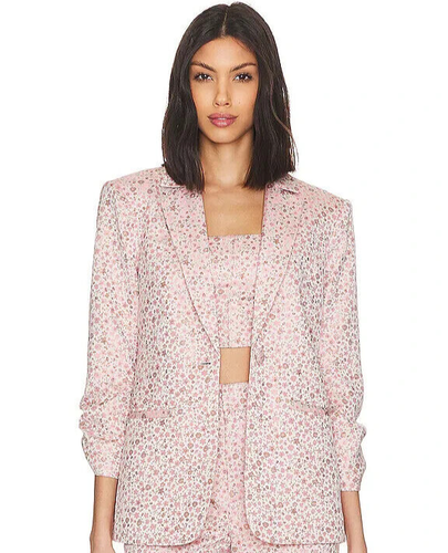 NWT - Cinq à Sept 'Khloe' Lurex Floral Jacquard Blazer, Pale Rose Multi - Size 2 - Picture 2 of 4