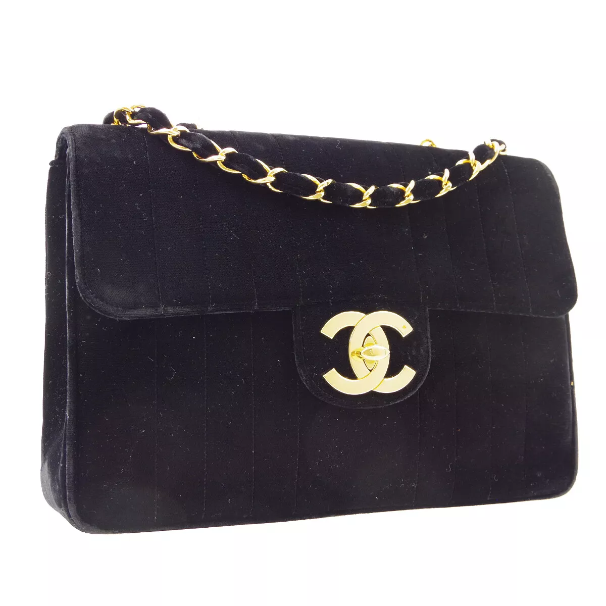 CHANEL Mademoiselle Classic Flap Jumbo Chain Shoulder Bag Velvet 04710