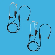 2x Police Style Clear Coil 2-Wire Headset for Connect Systems Inc CS100 CS3000