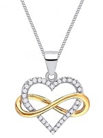 Halskette Gold Unendlichkeit Herz 925 18K Vergoldet Mit Zirkonia Damen Kette 45