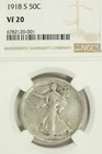 1918-S Walking Liberty Half Dollar : NGC VF20