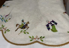 Vintage White Felt Tree Skirt Twelve Days of Christmas Sequins 59" LARGE