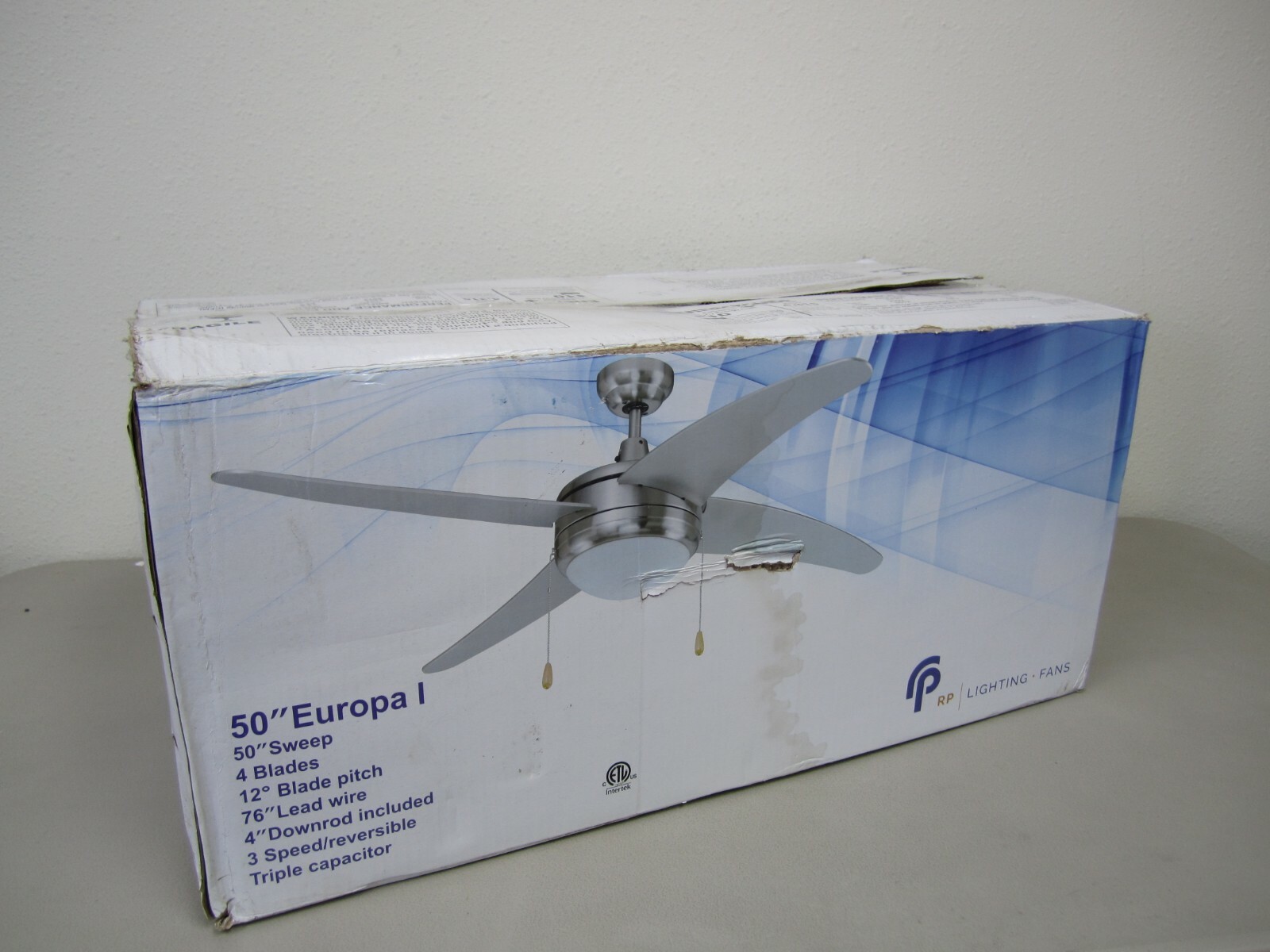 Royal Pacific 4 Blade 50 Sweep Europa Ceiling Fan With Light
