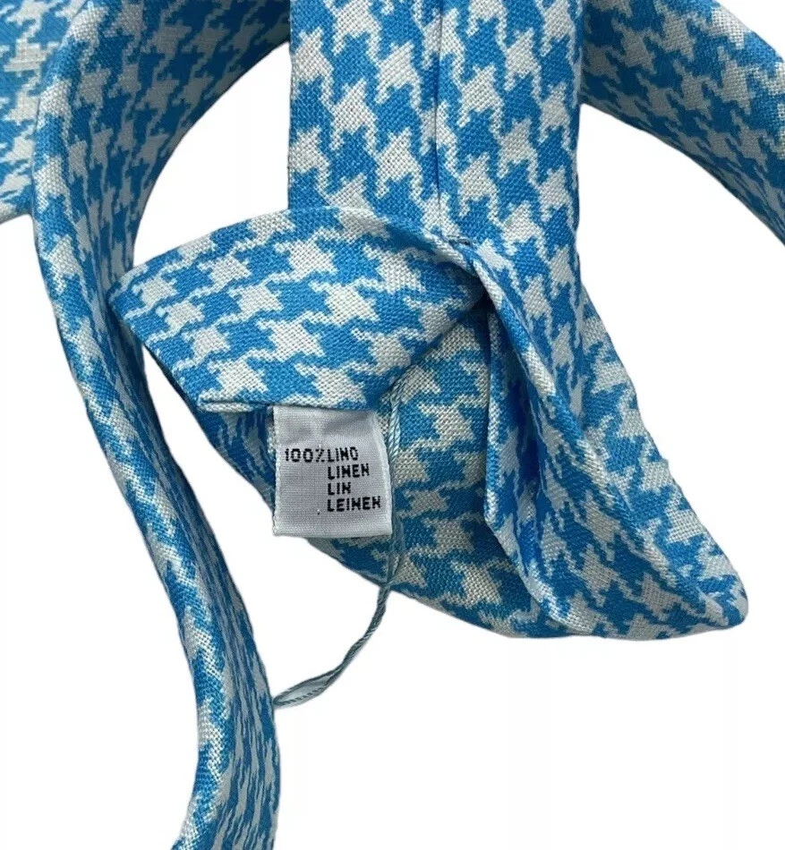 NUEVA CORBATA KITON 7 pliegues 100 % lino corbata de lujo azul blanco pata de gallo W:3,5" Foto 3 de 4