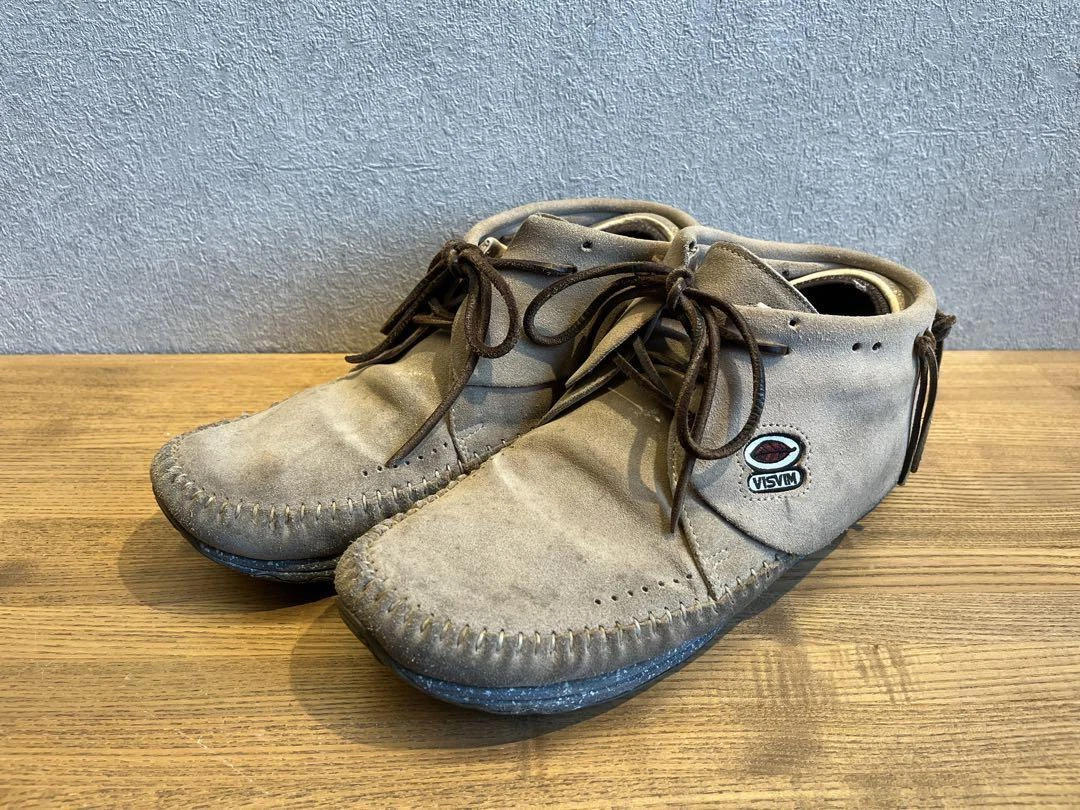 VISVIM FBT Leather Suede Moccasins Shoes Boots Brow Beige Size US9.5 Japan Good