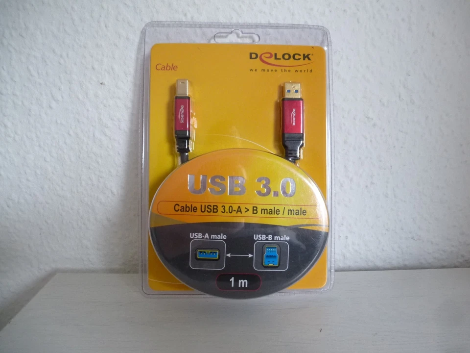 Delock 82756 Kabel USB 3.0 Typ-A Stecker USB 3.0 Typ-B Stecker 1 m schwarz/rot - Bild 2 von 3