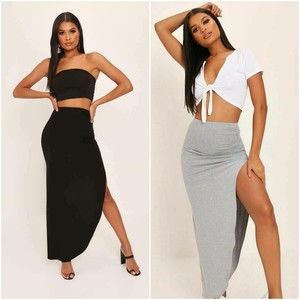 ruched side split skirt