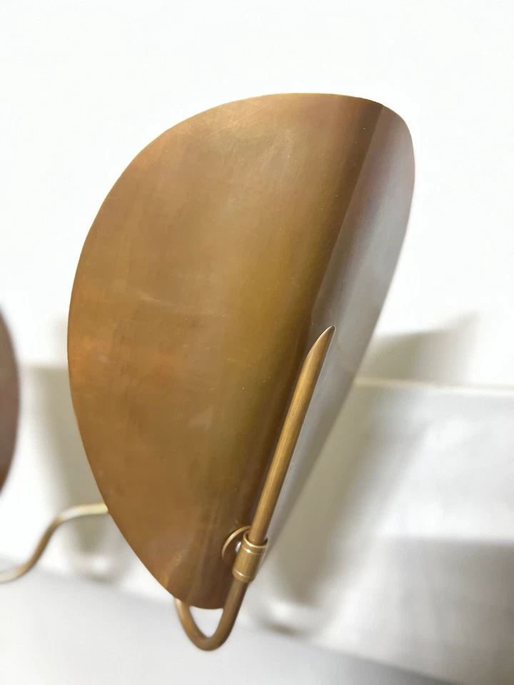 Dual Curved Light Wall Sconce Mid Century Lighting Curved Shades Hand Crafted - Image 3 of 4