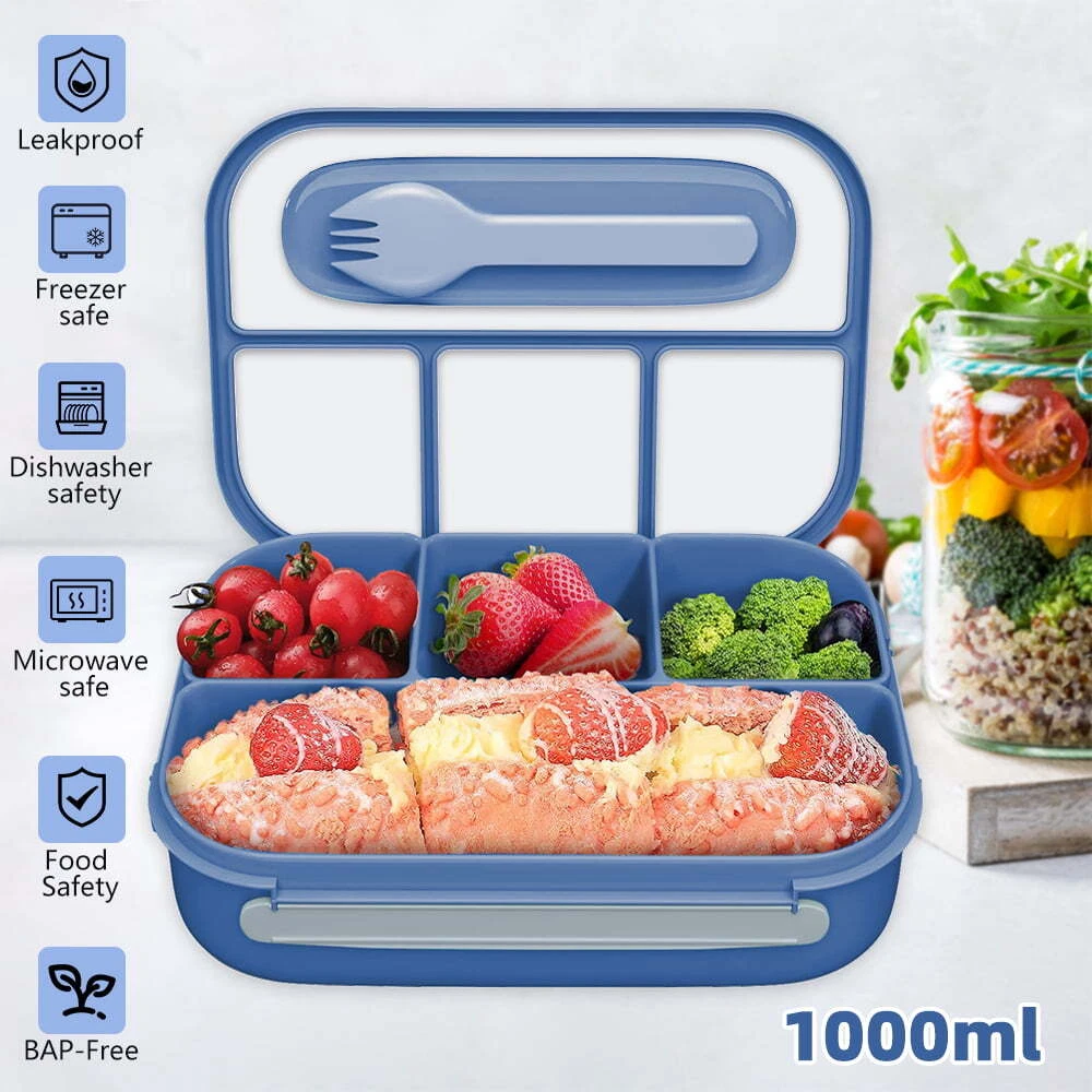 Bento Box Adult Lunch Box 4 Compartments Containers for Adults Kids with Utensil