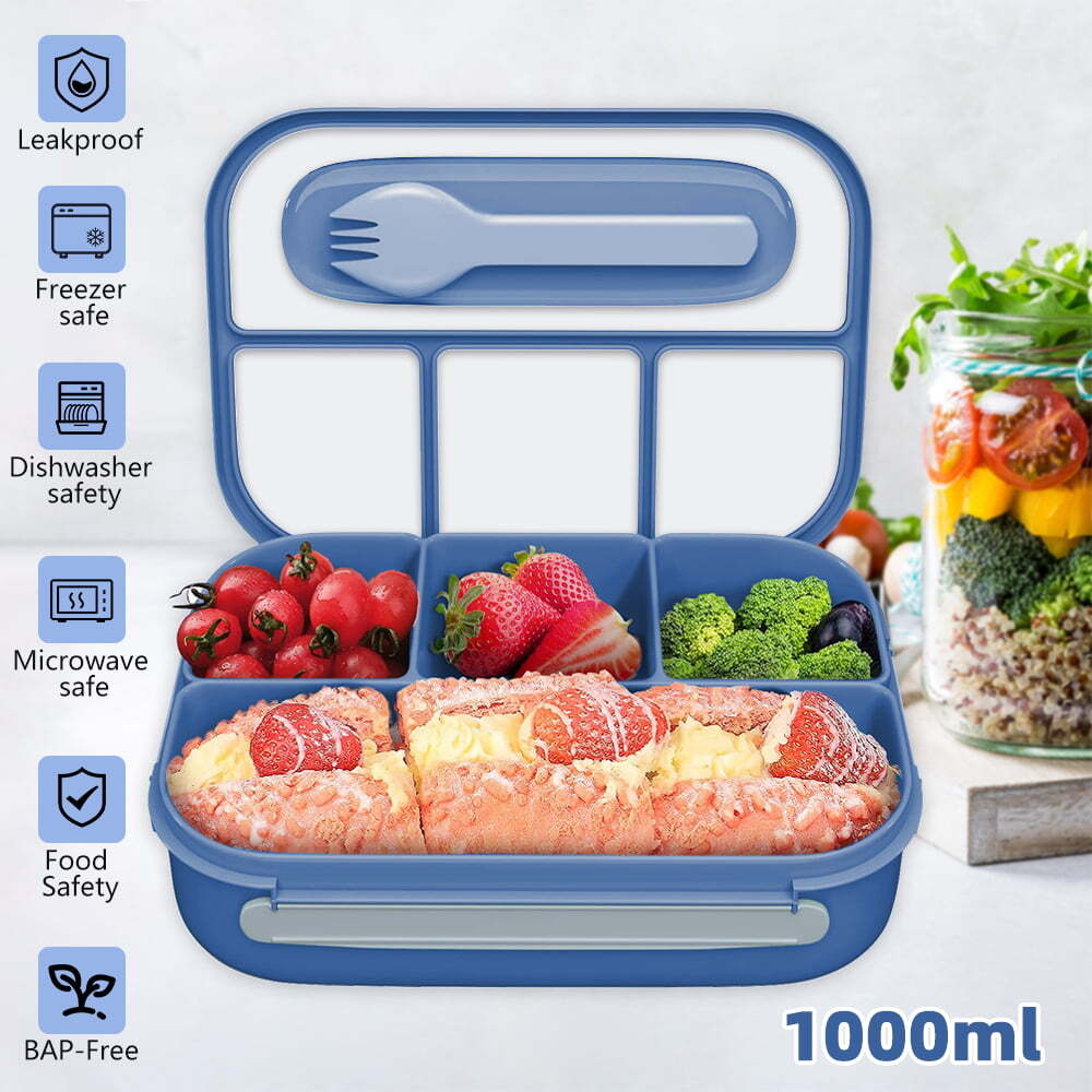 Bento Box Adult Lunch Box 4 Compartments Containers for Adults Kids with Utensil