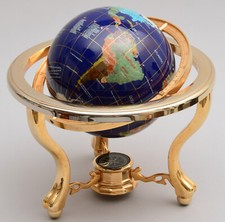 Lapislazuli Edelstein Halbedelstein Globus Kompass Perlmutt Jaspis Messing