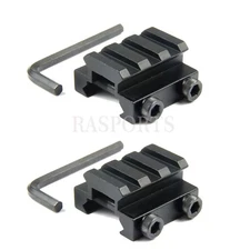 2PCS FLAT TOP HALF 1/2 INCH MINI RISER BLOCK MOUNT 3 SLOT PICATINNY RAIL