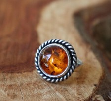 Baltic Amber Gemstone Ring 925 Sterling Silver Handmade Ring Christmas Gift