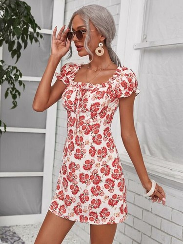 ruched bust floral dress