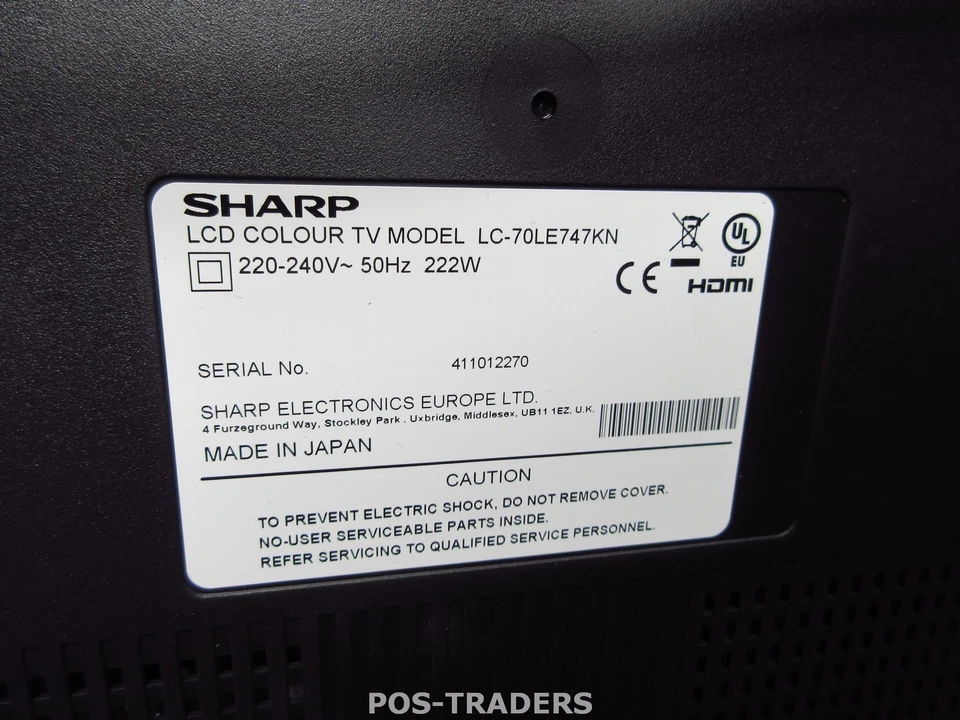 Sharp LC-70LE747E Aquos LE747 - 70" 3D LED TV 100Hz 177 cm 1920 HDMI CRACKED - Bild 3 von 4