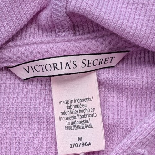 Victoria's Secret Shirt Hooded Waffle Knit Thermal Light Purple Women's Medium - Picture 4 of 5