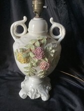 Beleek Pottery Vintage Rose Isle Twin Handle Table Lamp 1980-1993