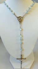 Vintage Italian Light Blue Beads Mother of Pearl Imitation Rosary Great Conditio